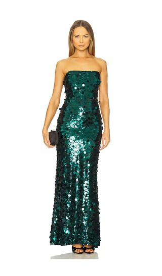 Bronx and Banco Farah Sequin Strapless Maxi Dress in Green. - size L | Revolve Clothing (Global)