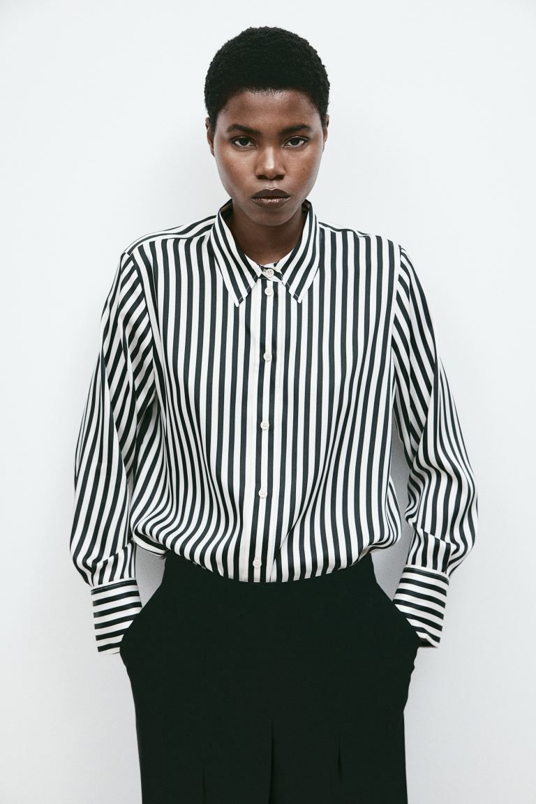 Shirt - White/black striped - Ladies | H&M US | H&M (US + CA)