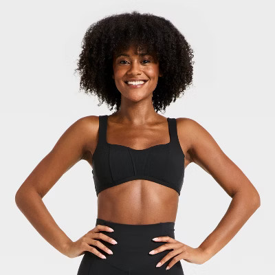 Women's Everyday Soft Light Support Corset Sports Bra - All In Motion™ Black M | Target