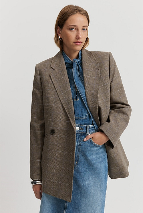 Twill Check Blazer | Country Road