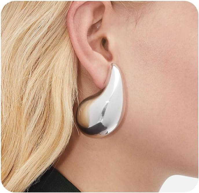 Chunky Extra Large Hoop Earrings for Women Lightweight Waterdrop Hollow Open Hoops Teardrop Earri... | Amazon (US)