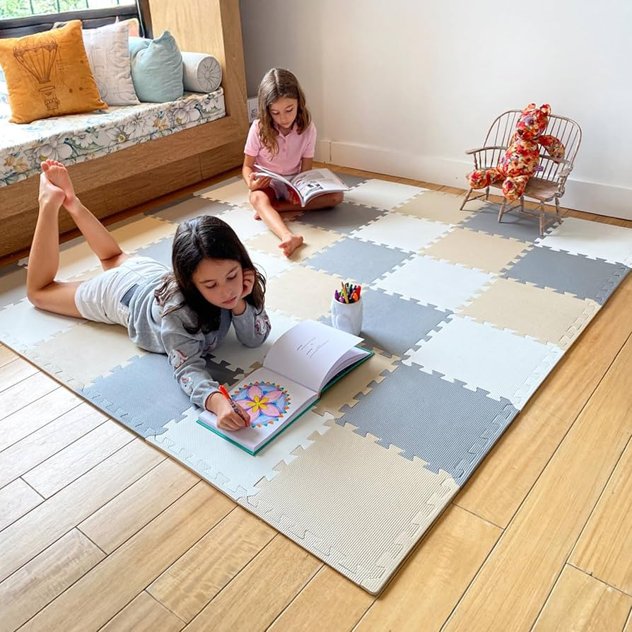 MioTetto Foam Floor Tiles for Kids - Non-Toxic Comfortable Baby Play Mat and Interlocking Foam Ti... | Amazon (US)