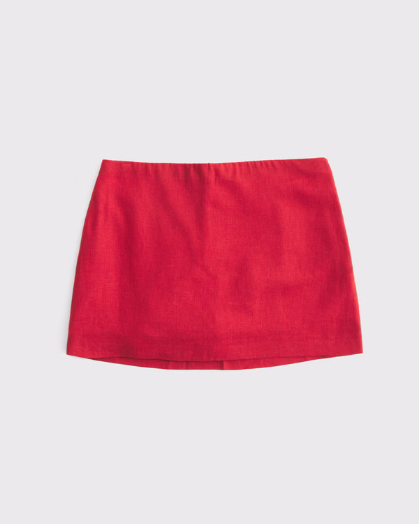 The A&F Scarlett Mid Rise Linen-Blend Mini Skort | Abercrombie & Fitch (US)