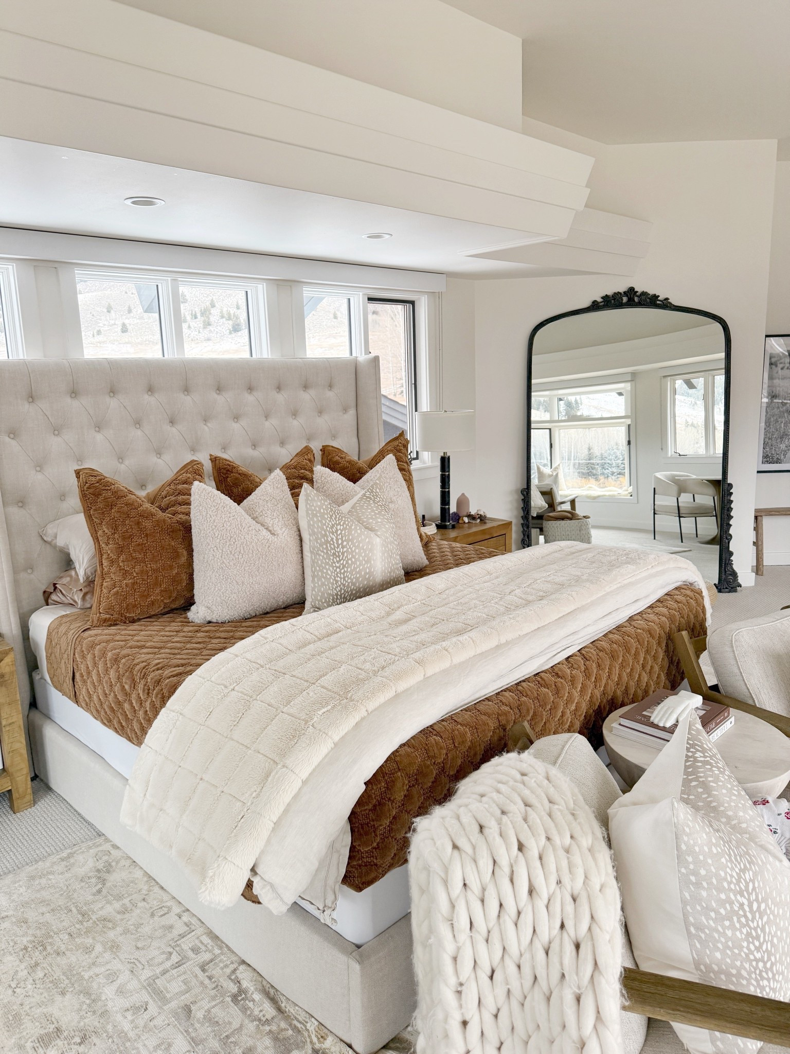 Cozy winter bedroom ❄️☺️

Bedding
Bed
Mirror 

#LTKHome #LTKSeasonal