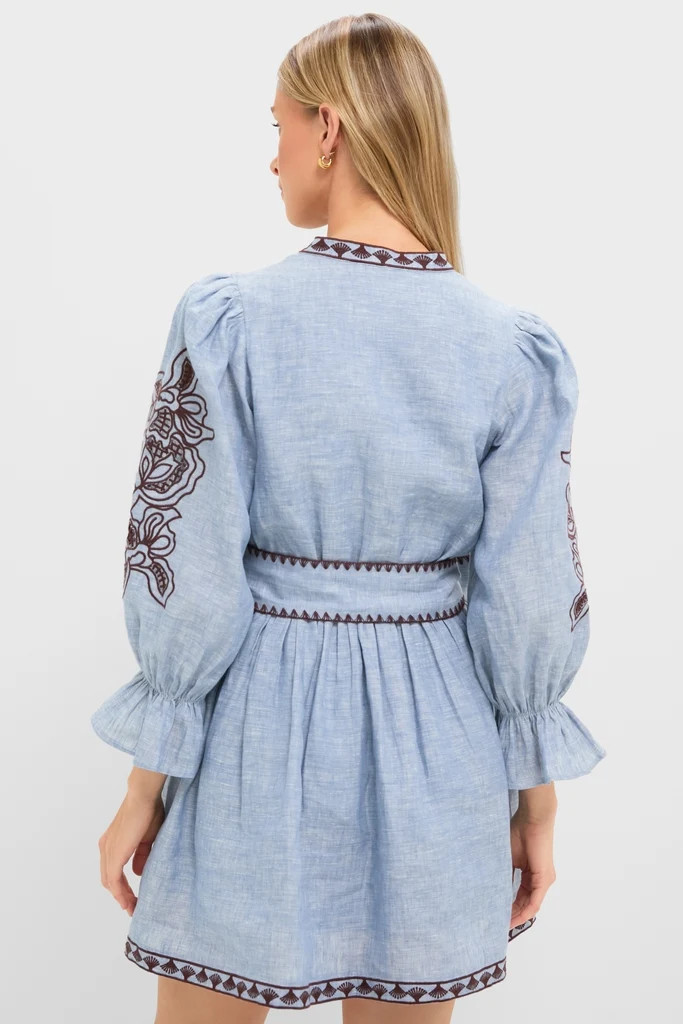 Chambray Embroidered Dowling Mini Dress | Tuckernuck (US)