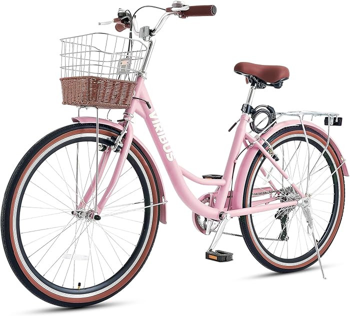 VIRIBUS Womens Cruiser Bike, 7 Speed Beach Cruiser Bike for Women, 26 inch Women Bicycle with Rat... | Amazon (US)