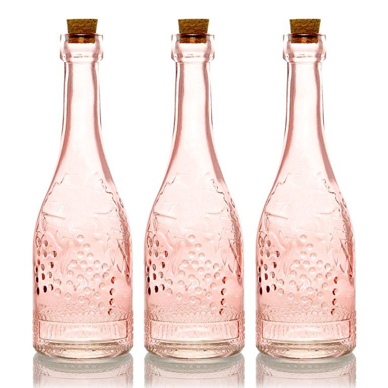 BULK PACK (3) Stella Pink Vintage Glass Bottle Wedding Flower Vase | Walmart (US)