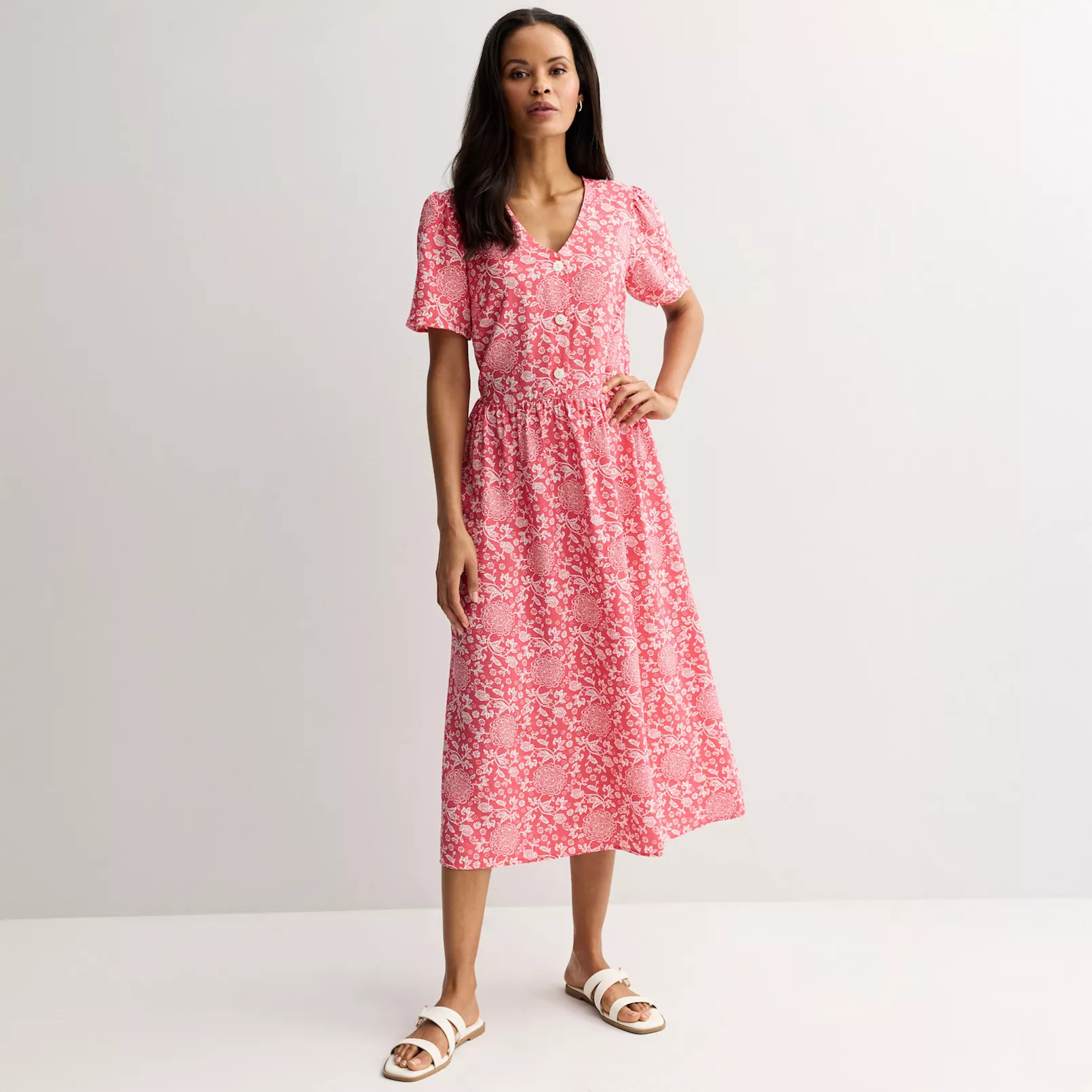 Women's Croft & Barrow® Short Sleeve Blouson Midi Dress | Kohl's