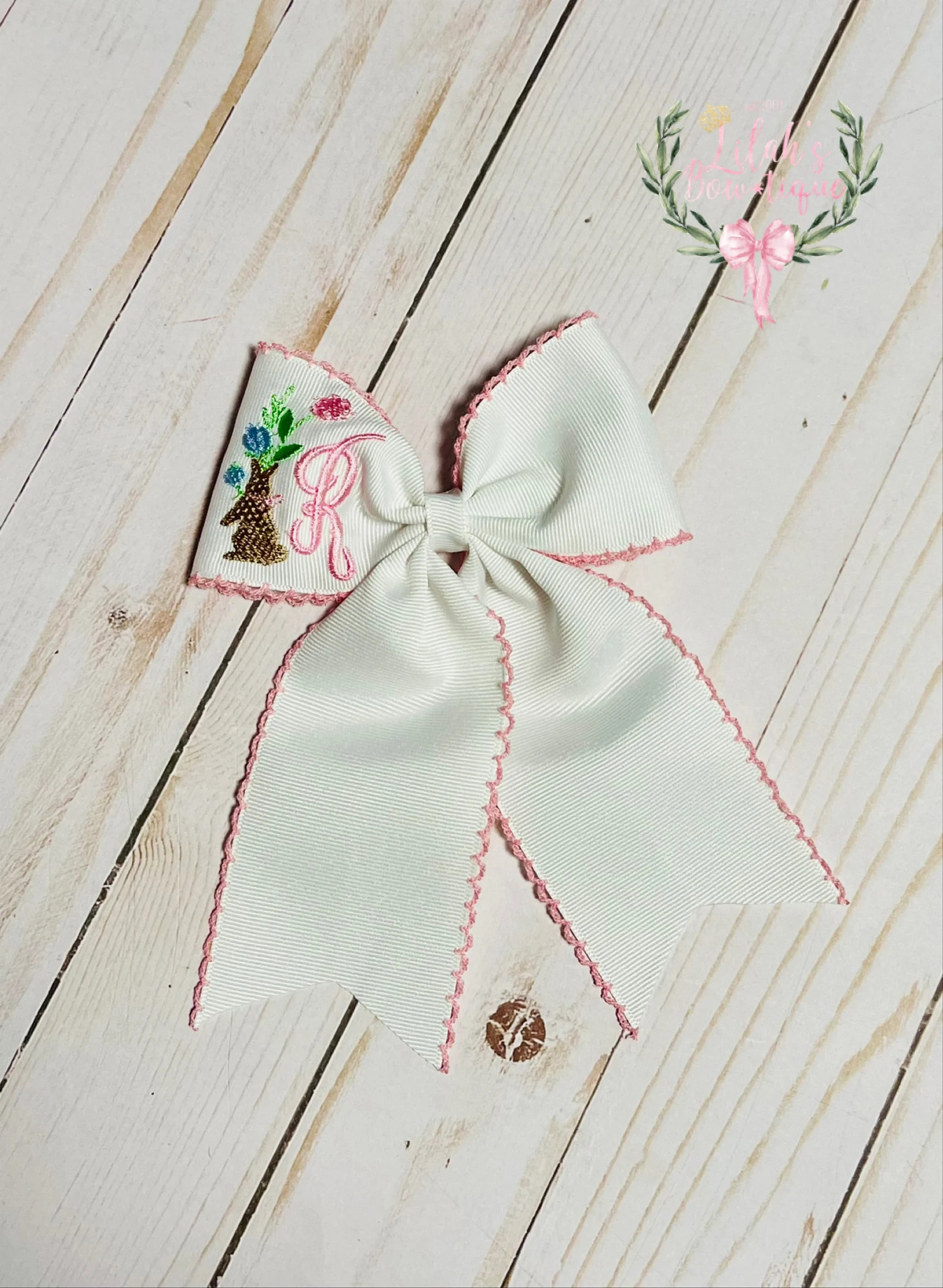 Custom Embroidered Personalized Floral Easter Bunny Moonstitch - Etsy | Etsy (US)