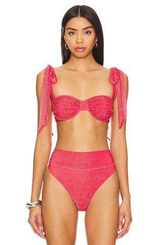 BEACH RIOT Drea Bikini Top in Red Hot Shine from Revolve.com | Revolve Clothing (Global)