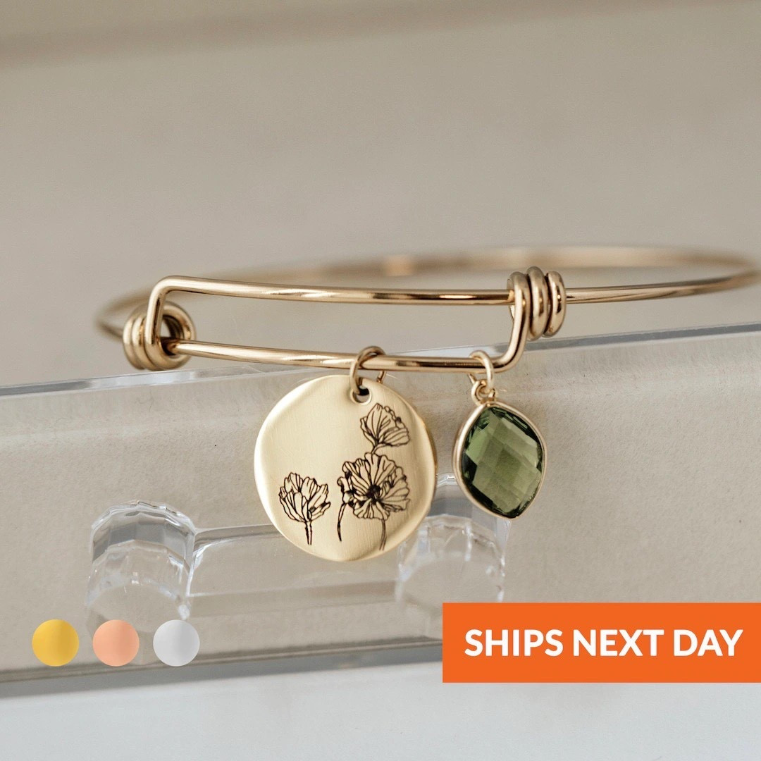 This customizable birth flower bracelet is a meaningful way to celebrate the women who make life brighter. Crafted from durable, hypoallergenic stainless steel in silver, gold, or rose gold finishes, it features delicate floral detailing and optional birthstones for a personal touch. Made to order and beautifully packaged for gifting, it’s a thoughtful choice for birthdays, new moms, or anyone who loves timeless, minimalist jewelry. #EtsyFinds #LTKGiftGuide #BirthFlowerBracelet #PersonalizedJewelry #GiftForHer #MinimalistStyle #BirthdayGiftIdeas

#LTKGiftGuide #LTKFindsUnder50 #LTKHoliday