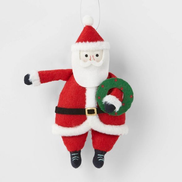 Santa Claus with Wreath Christmas Tree Ornament - Wondershop&#8482; | Target