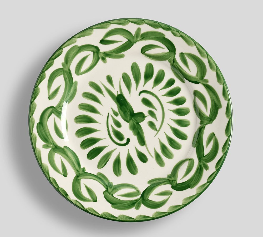 Puebla Porcelain Charger Plates, Set of 4 - Green/White | Pottery Barn (US)