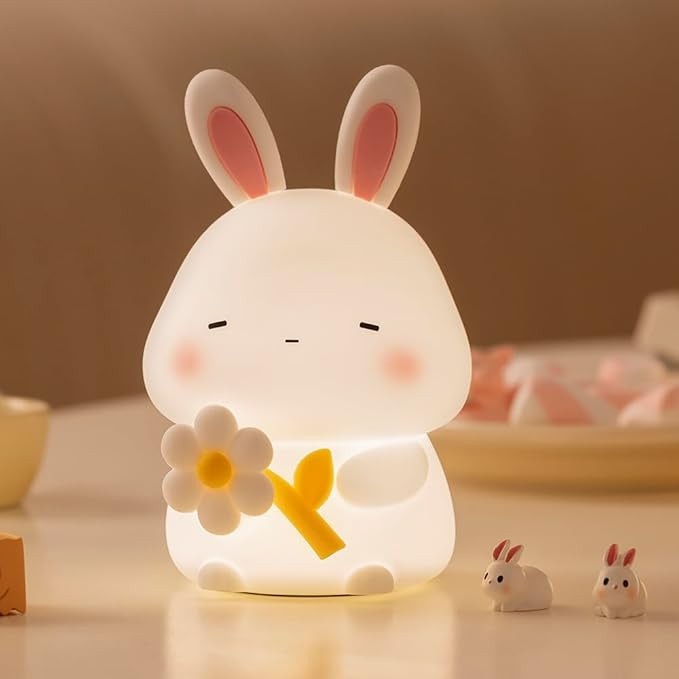 Bunny Night Light for Kids, Cute Rabbit Soft Silicone Lamp, Baby Nursery Nightlight, Touch Dimmab... | Amazon (US)