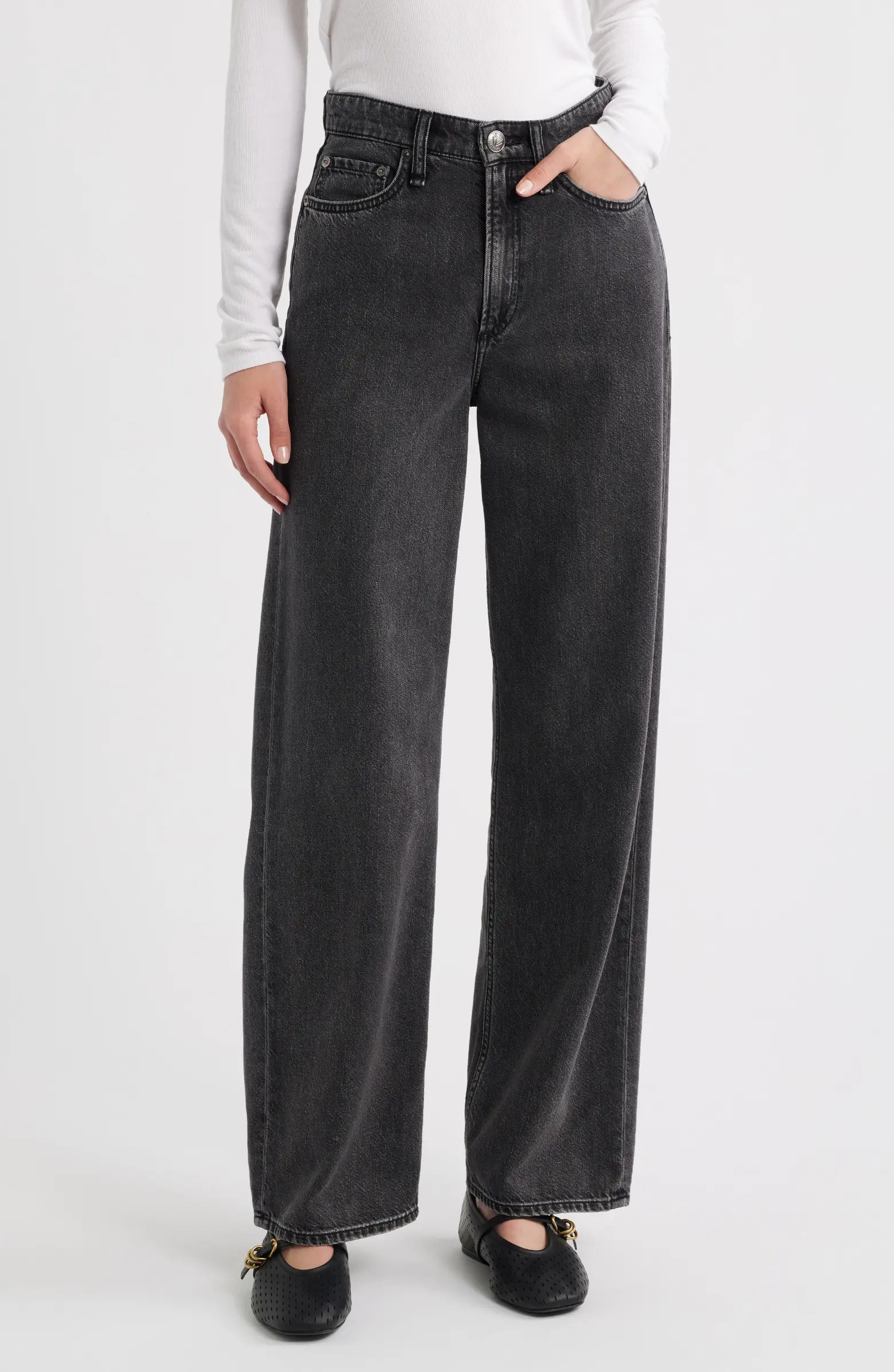 rag & bone Featherweight Logan High Waist Wide Leg Jeans | Nordstrom | Nordstrom