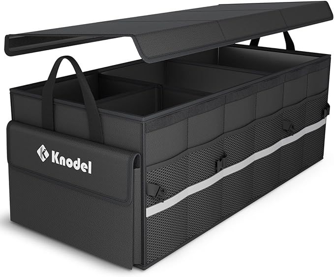 K KNODEL Car Trunk Organizer with Lid, 3 Compartments Collapsible Car Trunk Storage Organizer, La... | Amazon (US)
