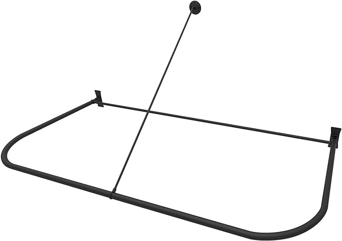 Naiture Stainless Steel 60'' x 30'' D Shape Shower Curtain Rod with Swivel Ceiling Support, Black... | Amazon (US)