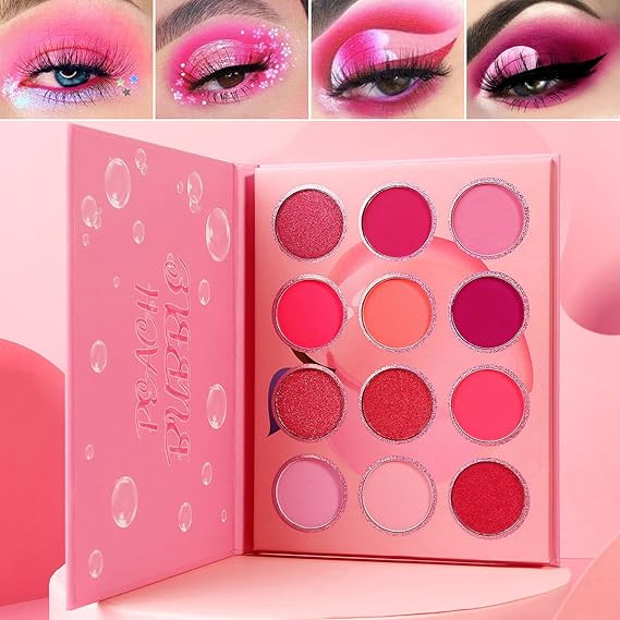 Afflano Pink Eyeshadow Palette Makeup, Pigmented Blendable Pink Eye Shadow Pallet Matte Shimmer, ... | Amazon (US)