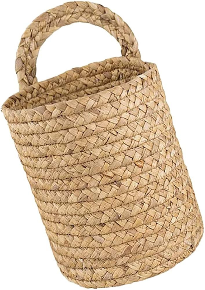 Cabilock Woven Flower Basket Hanging Rattan Plant Pot Wall Storage Weaving Basket Organizer Rusti... | Amazon (US)