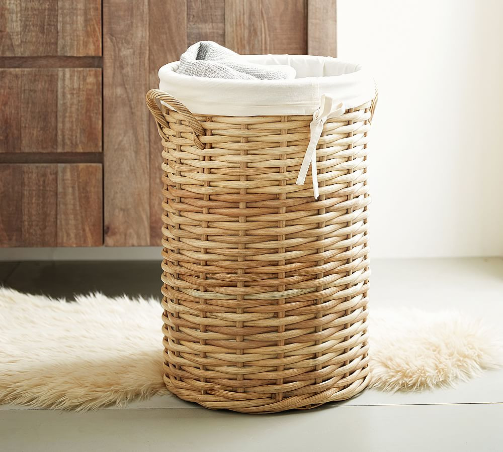 Aubrey Natural Woven Laundry Hamper | Pottery Barn (US)