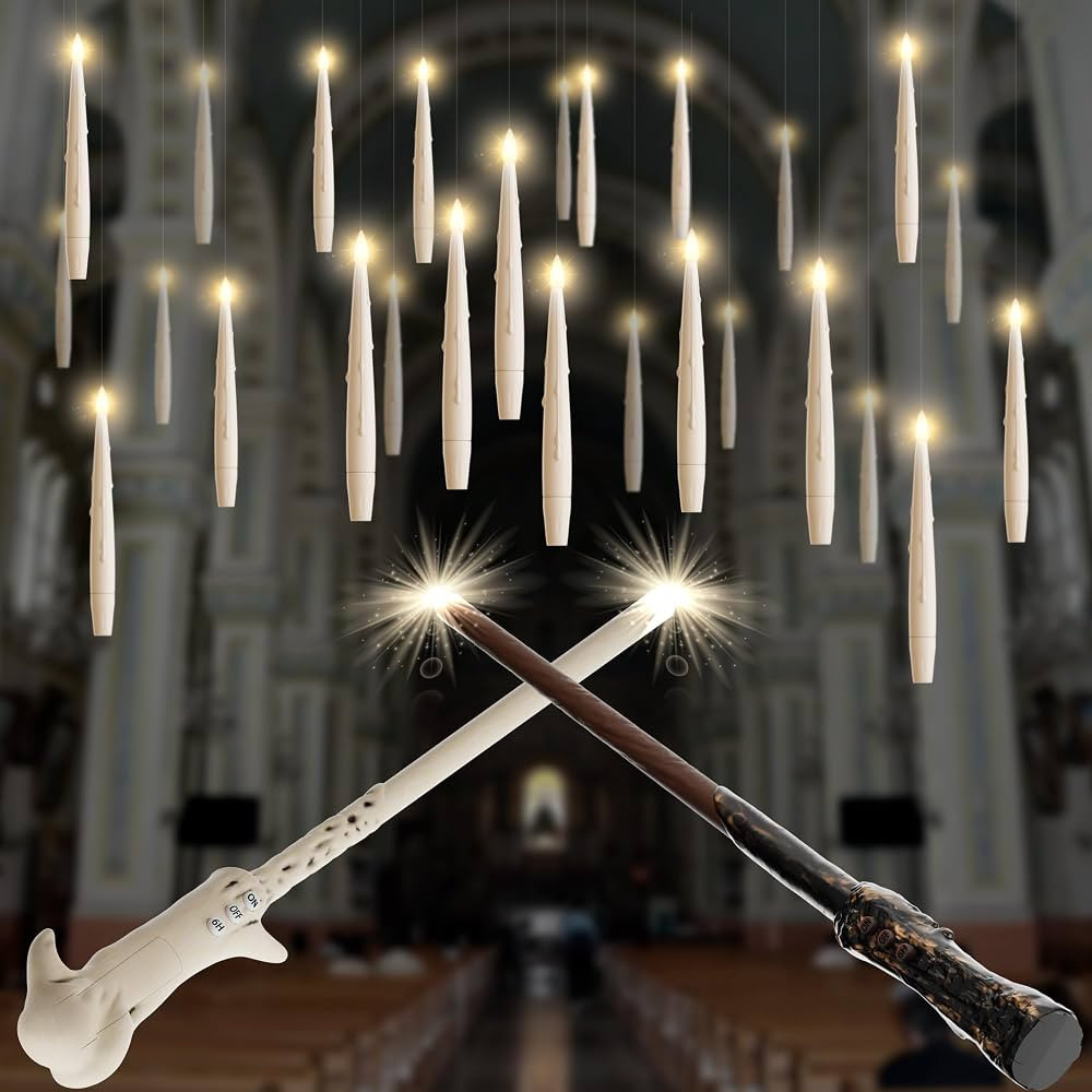 Floating Candles With Wand, 20 Pack Hanging Taper Candles, Battery Operated With 2 Wand Remotes, ... | Amazon (US)