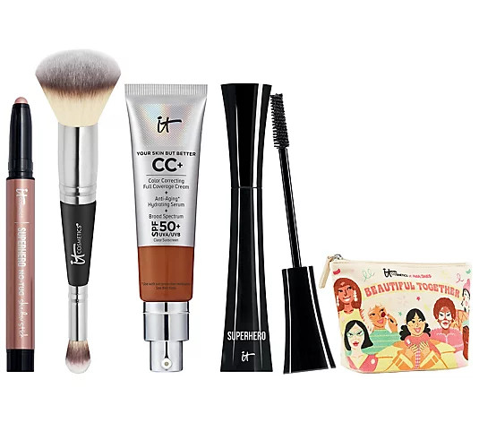 IT Cosmetics CC Cream SPF 50 & Superhero Eye 4-Pc Collection w/ Makeup Bag | QVC