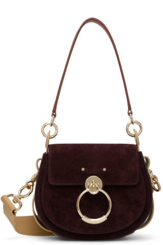 Burgundy & Beige Small Tess Shoulder Bag | SSENSE
