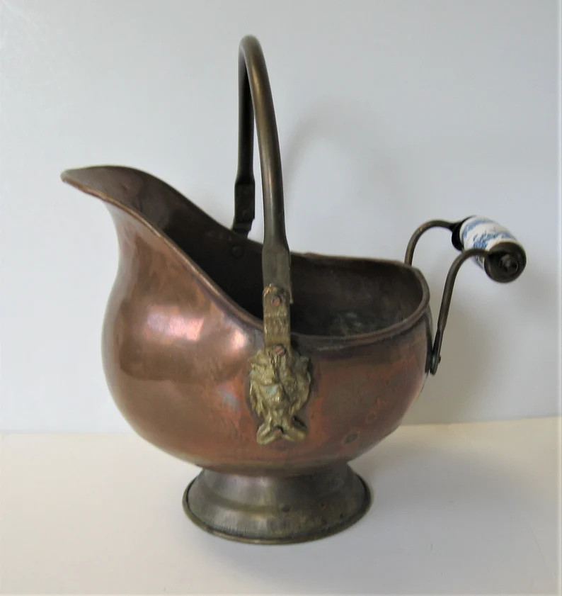 Vintage Copper and Brass Coal Scuttle Bucket 8 X 9 - Etsy | Etsy (US)