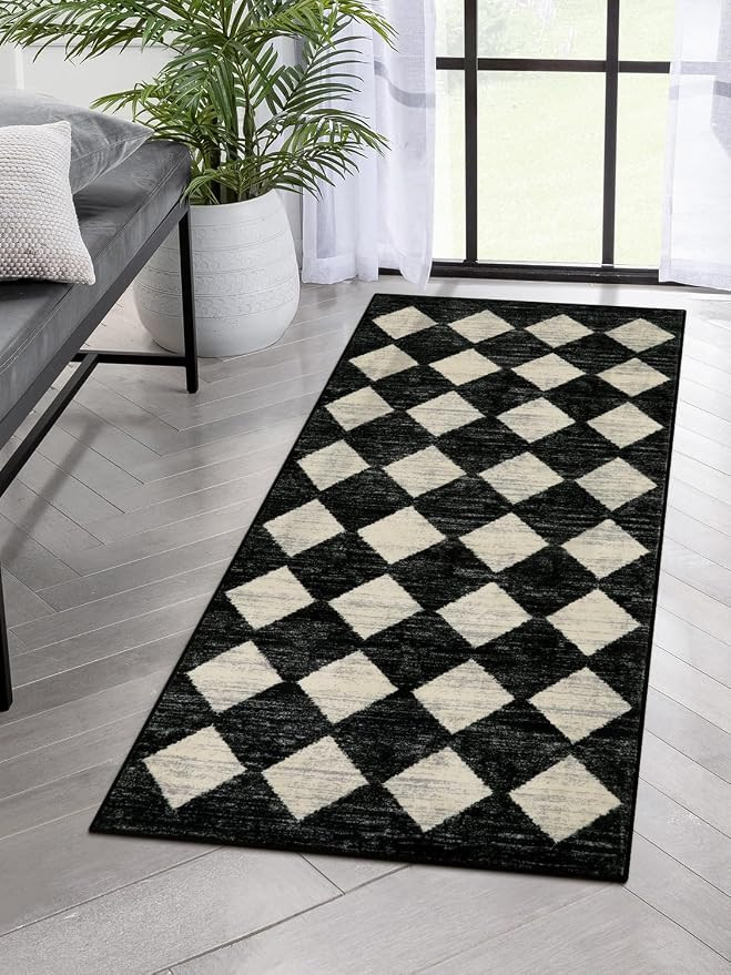 Lahome Washable Black and White Kitchen Runner Rug, 2x5 Soft Non Slip Laundry Room Rug Bathroom R... | Amazon (US)