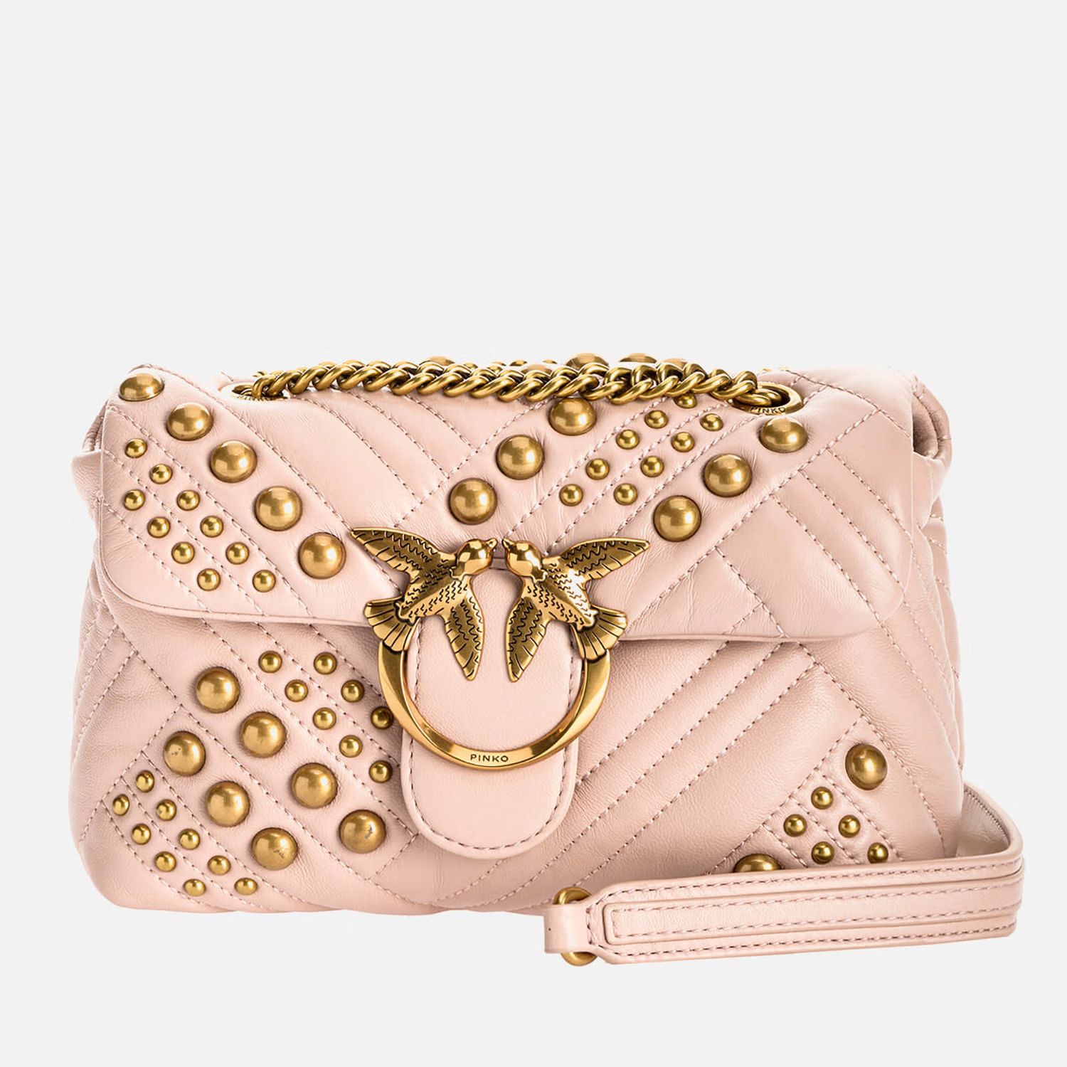 Pinko Women's Love Mini Puff Woven Studs Bag - Rose Dust Pink | Mybag.com (Global) 