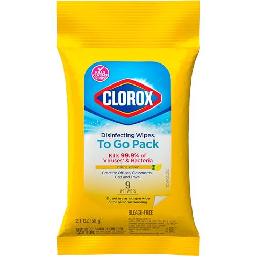 Clorox Disinfecting Wipes On The Go Travel Wipes, Crisp Lemon, 9 Count (Package May Vary) | Amazon (US)