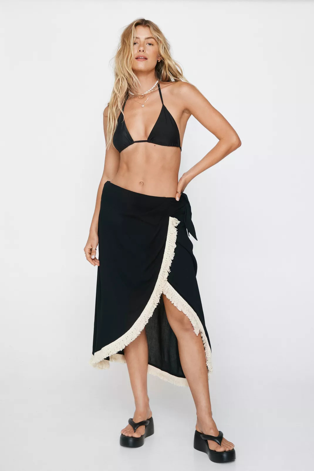Crinkle Tassel Midi Cover Up Sarong | NastyGal (UK, IE)