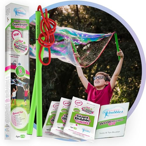WOWmazing Giant Bubble Powder Kit: Include Large Bubble Wand and 3 Packet of Big Bubble Powder (Makes 3 Gallons) | Outdoor Toy for Kids, Boys, Girls | Powder Made in USA | Amazon (US)