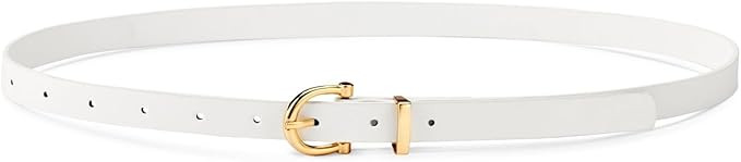 CESCOSI Women Skinny Leather Belt Thin Waist Belt for Jeans Dress with Gold Alloy Buckle 0.7" Wid... | Amazon (US)