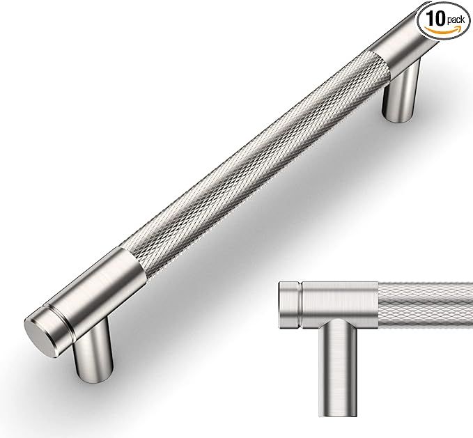 Amerdeco 10 Pack Brushed Satin Nickel Knurled Cabinet Pulls 5 Inch Center to Center Kitchen Cabin... | Amazon (US)