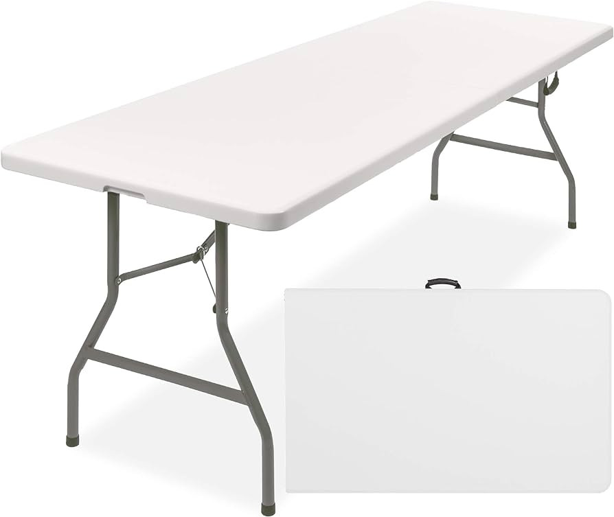 Best Choice Products 8ft Plastic Folding Table, Indoor Outdoor Heavy Duty Portable w/Handle, Lock... | Amazon (US)