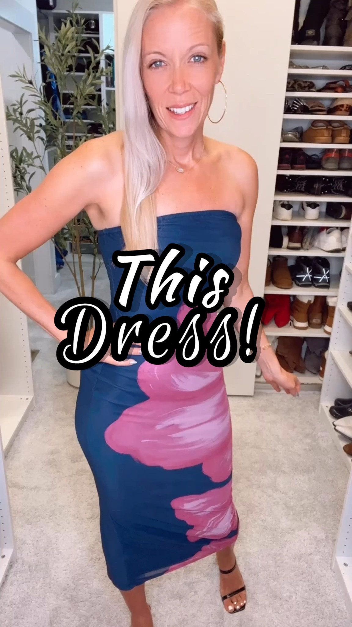 The ultimate vacation dress!  
I love the enlarged tropical print—super unique and a total statement.