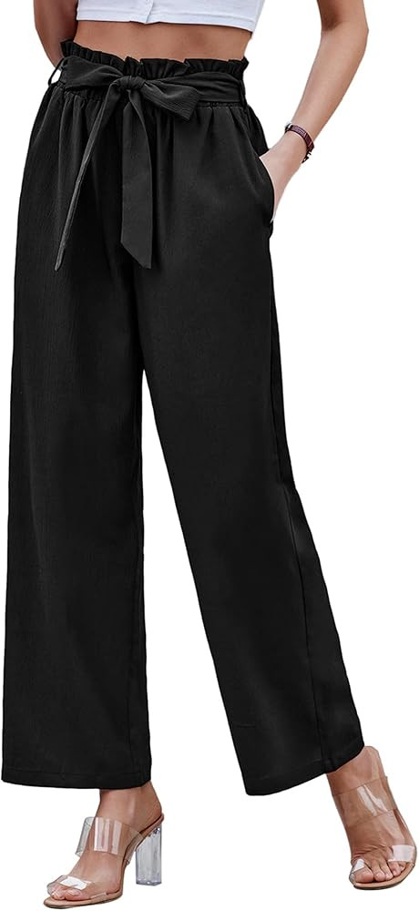 Zeagoo Women Long Lounge Pants with Pockets High Waisted Wide Leg Business Work Trousers Pant | Amazon (US)