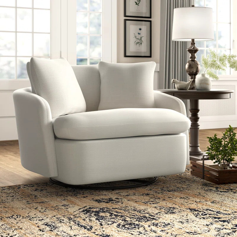 Nelida 47" Wide Upholstered Swivel Barrel Chair | Wayfair North America