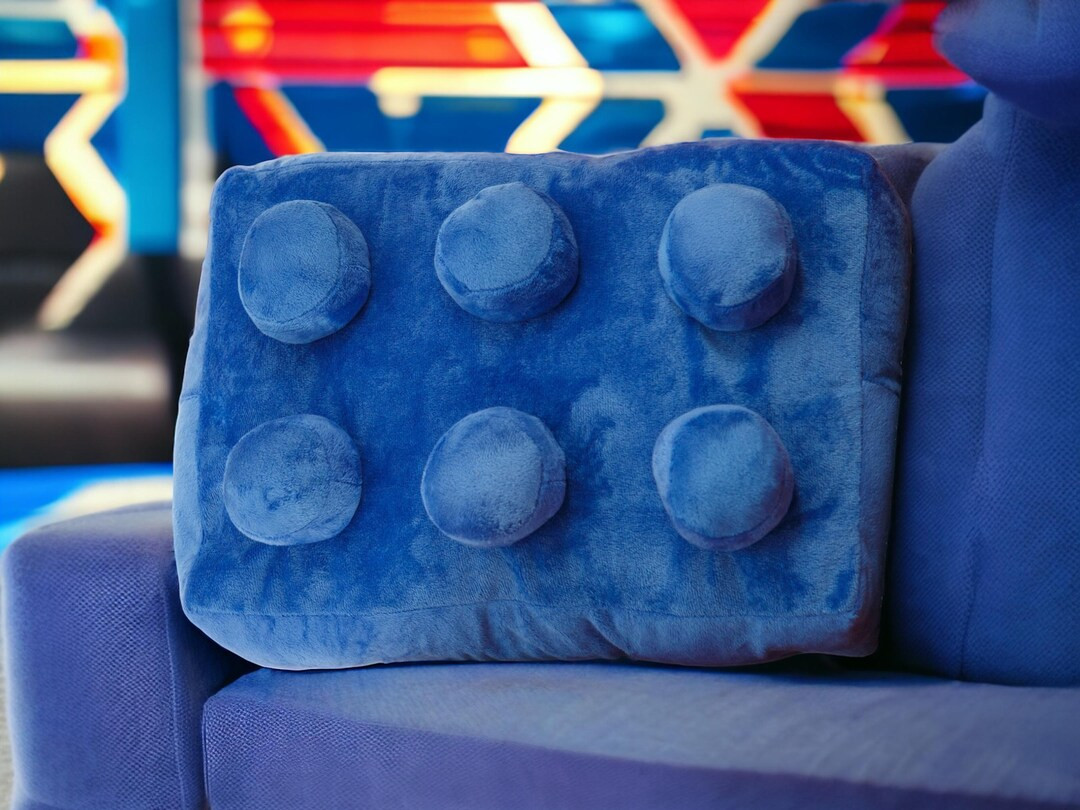 Building Brick Cushion Blue Gifts Pillow Kids Room Home Decor Filled Cushions Decorative Retro Fu... | Etsy (US)