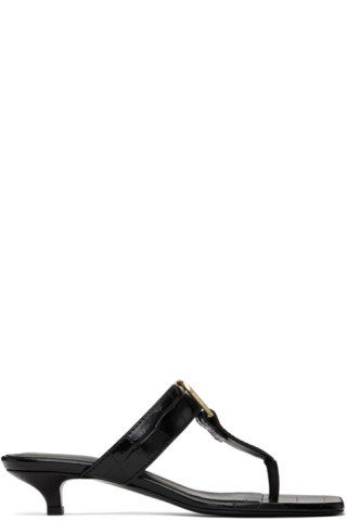TOTEME - Black 'The Belted Croco' Heeled Sandals | SSENSE