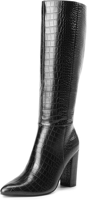 DREAM PAIRS Knee High Boots Women Chunky Heel Pointed Toe Tall Boots for Women Side Zipper Long B... | Amazon (US)