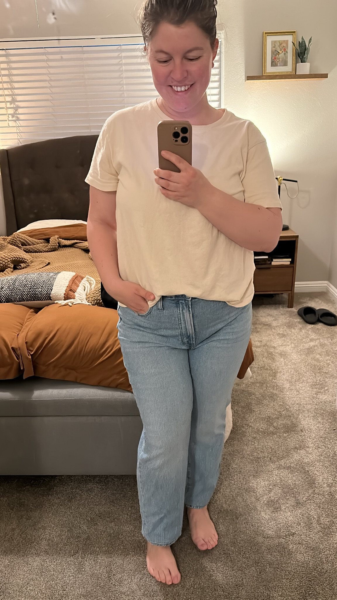 Loving these Curvy Vintage Straight Leg jeans from Madewell & the fact that they do FREE hemming in store! 

So great for us with the short legs. Plus the high waist on these helps lengthen my legs 🎉 

Paired with my Nuuds everyday tee in Bone. Wearing Size: 31 jeans & L shirt. Height: 5’5” 

Curvy style, midsize fashion, midsize outfit, casual outfit, summer outfit, nuuds, madewell, curve love, mom style, mom outfit, neutral style 

#LTKcurves #LTKstyletip #LTKfit