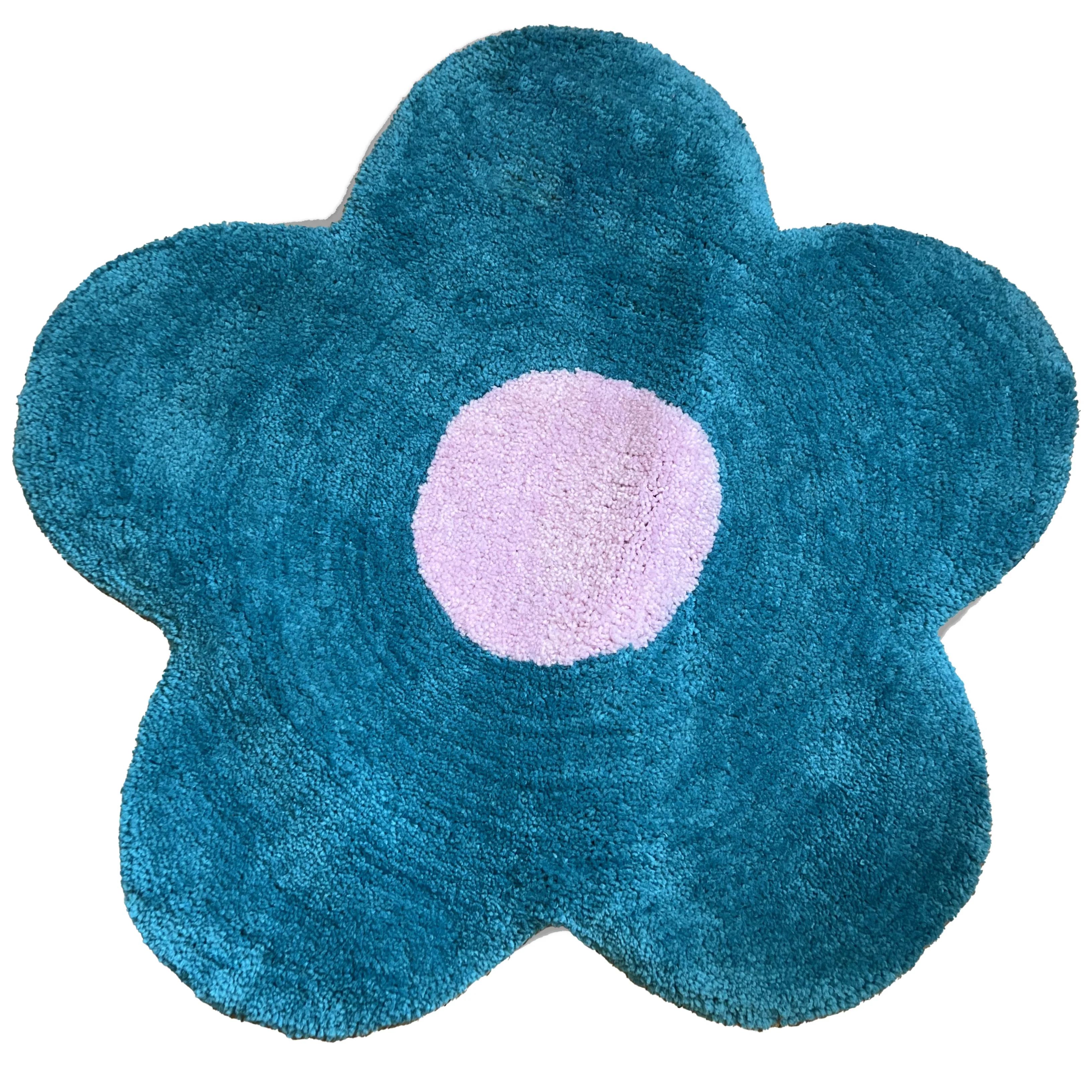 Urban Shop Daisy Flower Shape Accent Rug with Anti-Skid, Teal, 30" x 30" | Walmart (US)