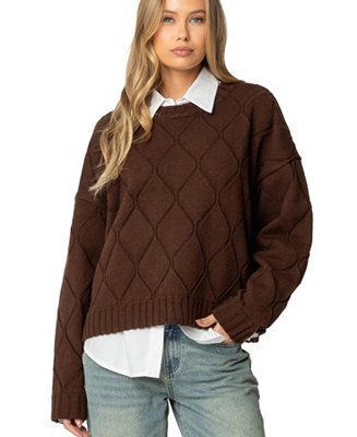Edikted Women's Cass Oversized Textured Knit Sweater - Macy's | Macy's