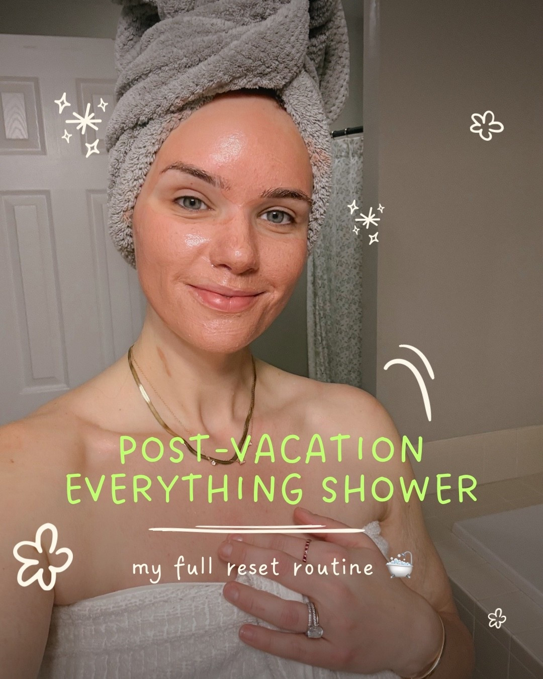 The post-vacation everything shower hits different.
The girls the get it, get it -  the full reset:
scalp scrubbed, curls revived, skin exfoliated, deep mask applied, robe on, snacks secured, and zero responsibilities for at least 45 minutes.

✨ double cleanse for face and hair (non-negotiable after travel days)
✨ KP exfoliation + my favorite vanilla body wash combo
✨  in-shower body balm that makes lotion optional
✨ Dove bond mask + gloss treatment for shiny, happy hair
✨ Bounce Curl brush because my curls require emotional support
✨ Ole Henriksen Cold Plunge mask when my skin needs a personality adjustment
✨ Crown Affair hair turban + waffle robe = peak cozy

It’s been a minute since I shared my full daily skincare routine. Let me know if that needs to be next.

Comment RESET and I’ll DM links ✨