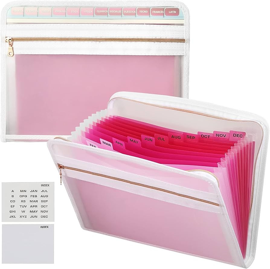 Expanding File Folders with Zipper,Ansook 13 Pockets Filing Boxes Document Organiser with Front P... | Amazon (UK)