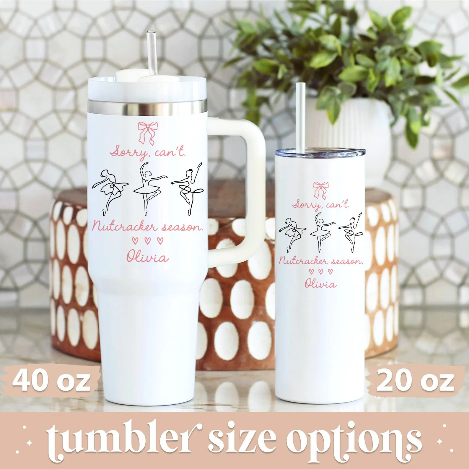 Custom Ballet Tumbler Nutcracker Christmas Tumbler 40oz Cute Ballerina Christmas Gift Sorry Can't... | Etsy (US)