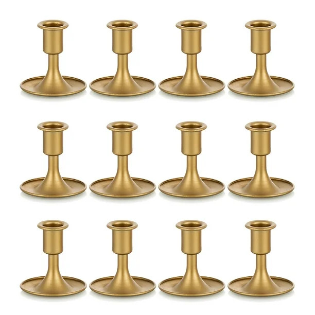 Sziqiqi Vintage Brass Candlestick Holder for Taper Candles Set of 12 | Walmart (US)