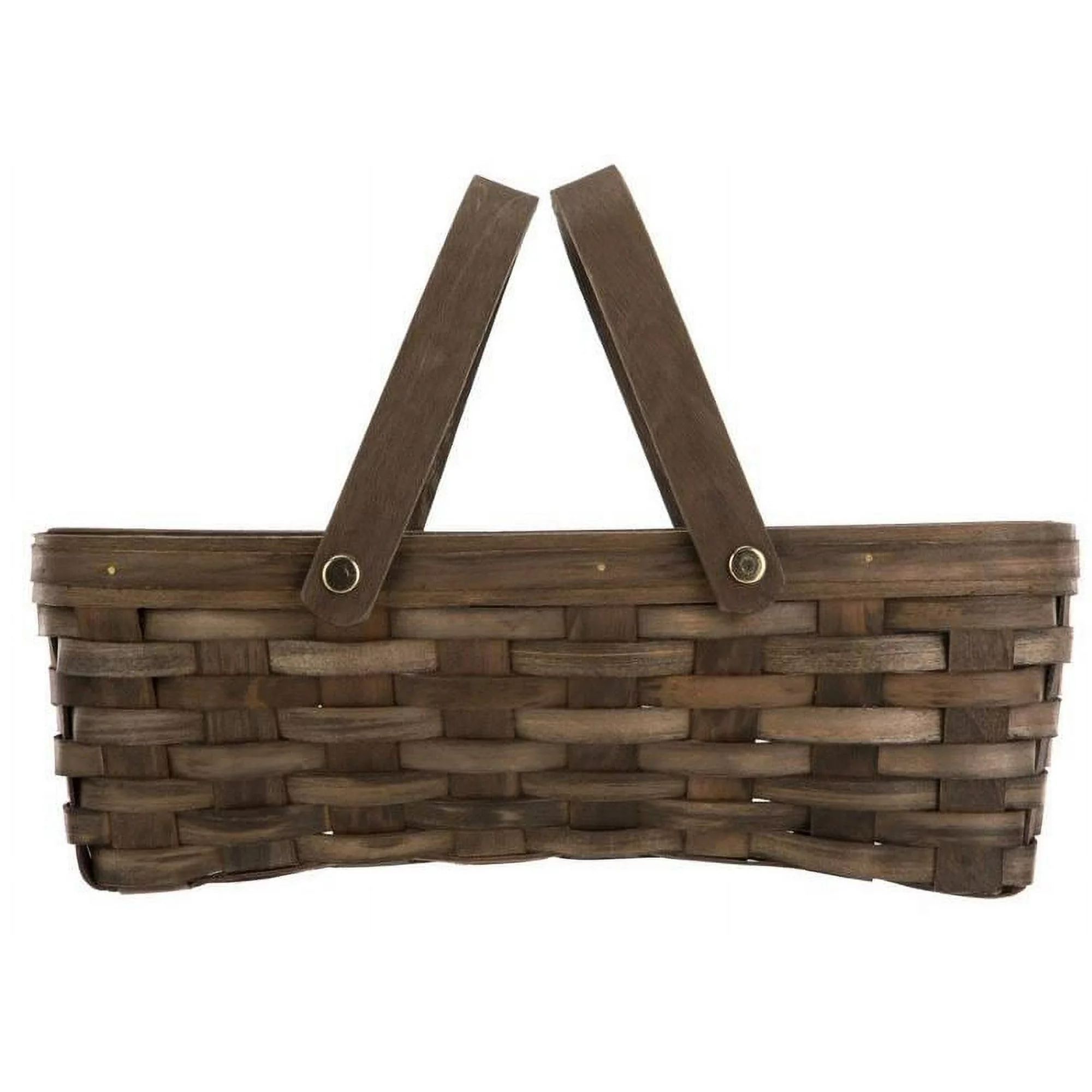 Mainstays Woodchip Storage Basket with Handles, Dark Brown, 6.5"W x 12"L x 3.94"H | Walmart (US)